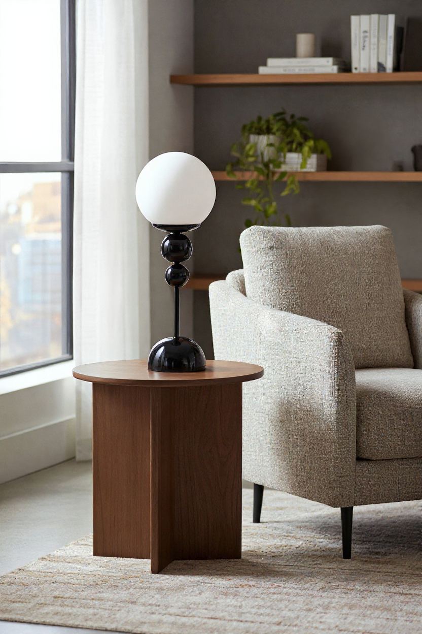 Bety Masa Lambası Siyah Glop Camlı