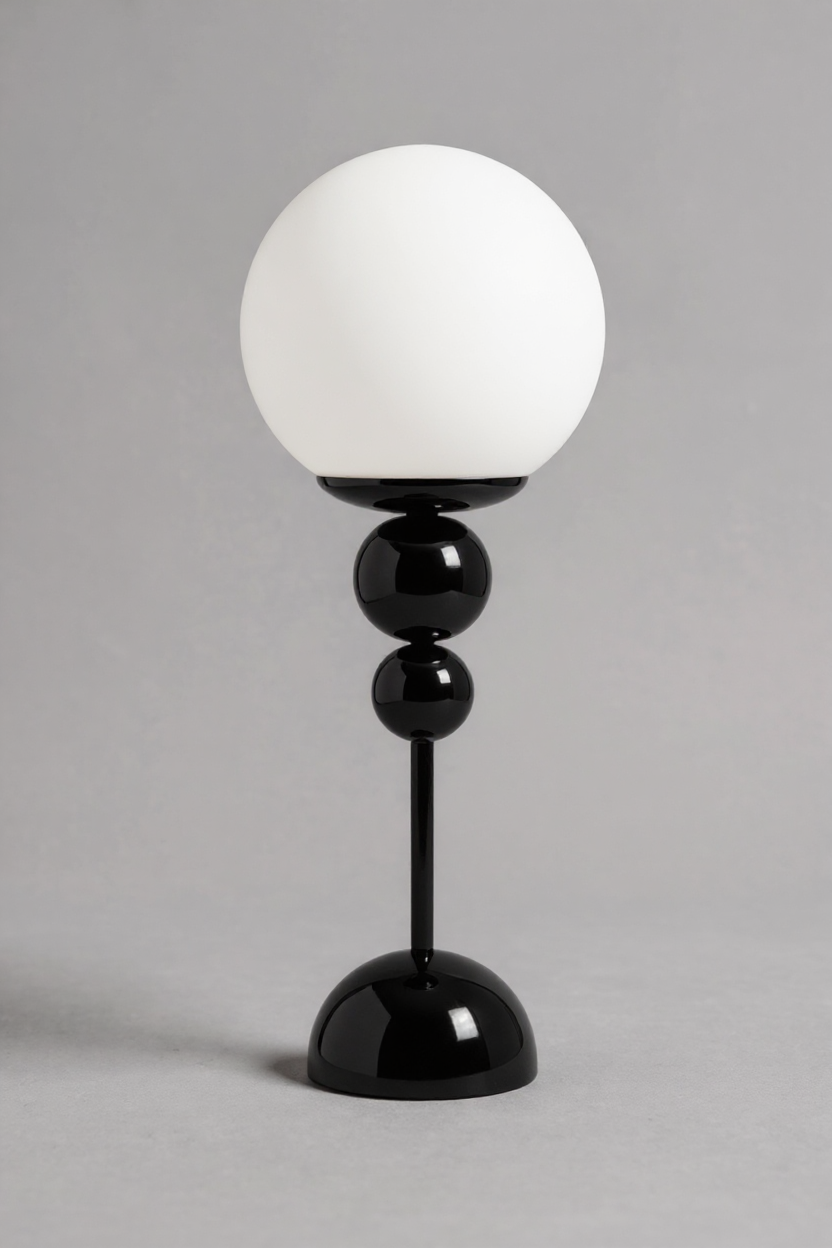 Bety Masa Lambası Siyah Glop Camlı