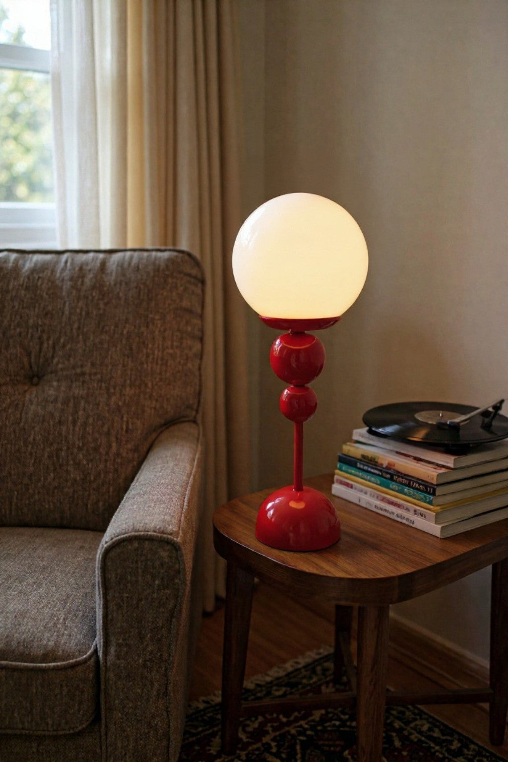 Bety Masa Lambası Kırmızı Glop Camlı