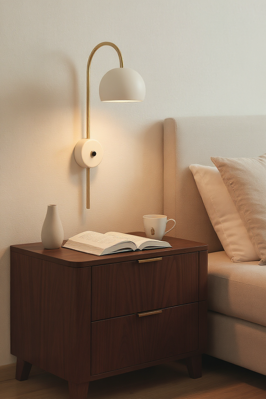 İskandinav Duvar Aplik Beyaz / Altın